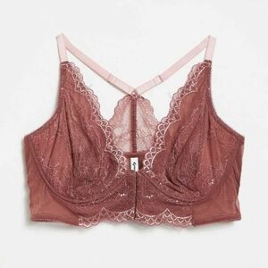 Sz 30DD/E Cinder Rose Gossard Super Boost Lace Deep V Bralette